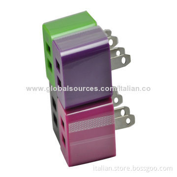 Wall plug charger, 5V 2.1A/1A double USB port
